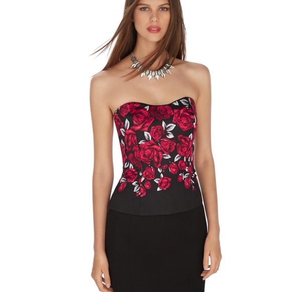 White House Black Market Rose Print Bustier Sz 6 - Picture 1 of 8